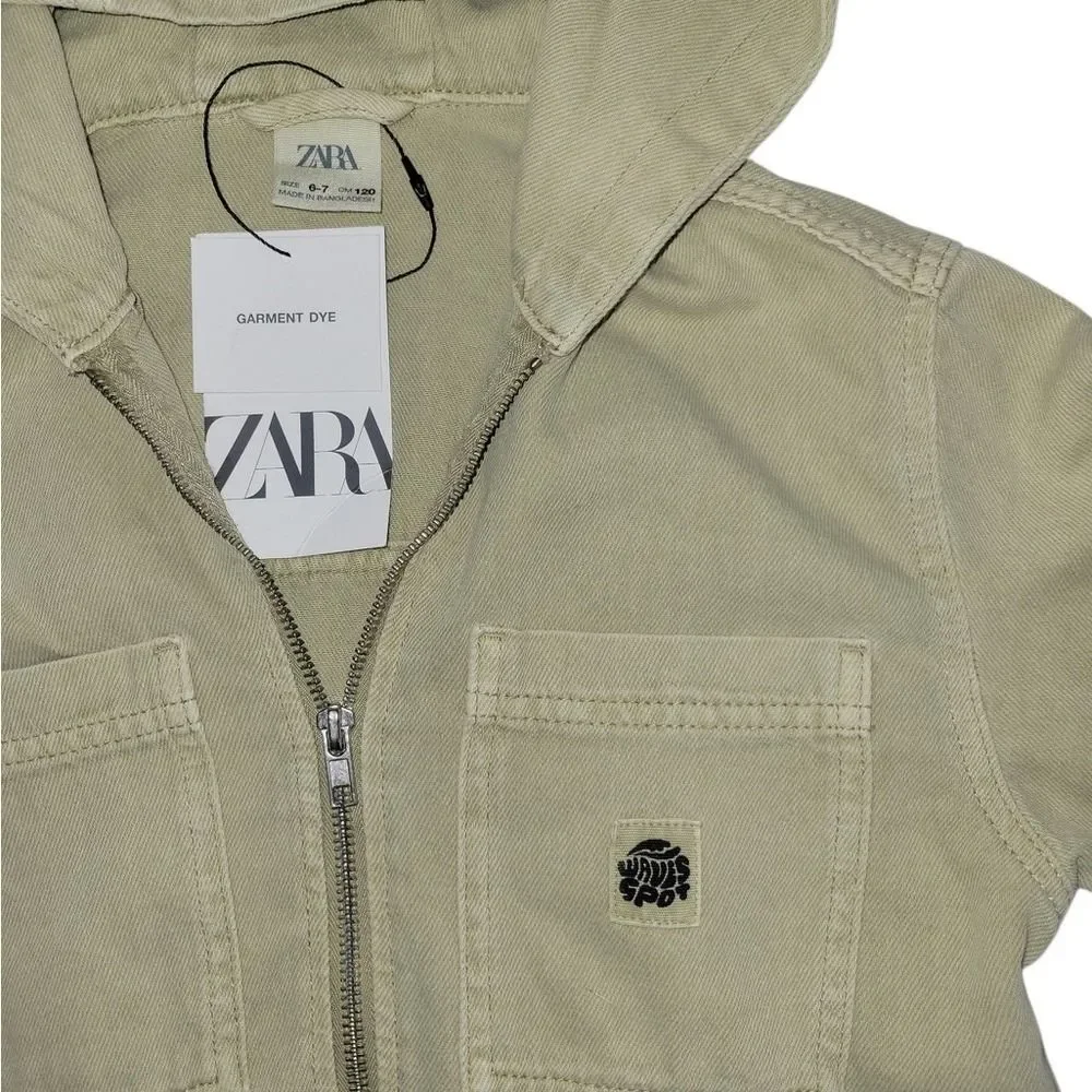 Zara Tan Hooded Jacket for Kids Size 6-7 Years